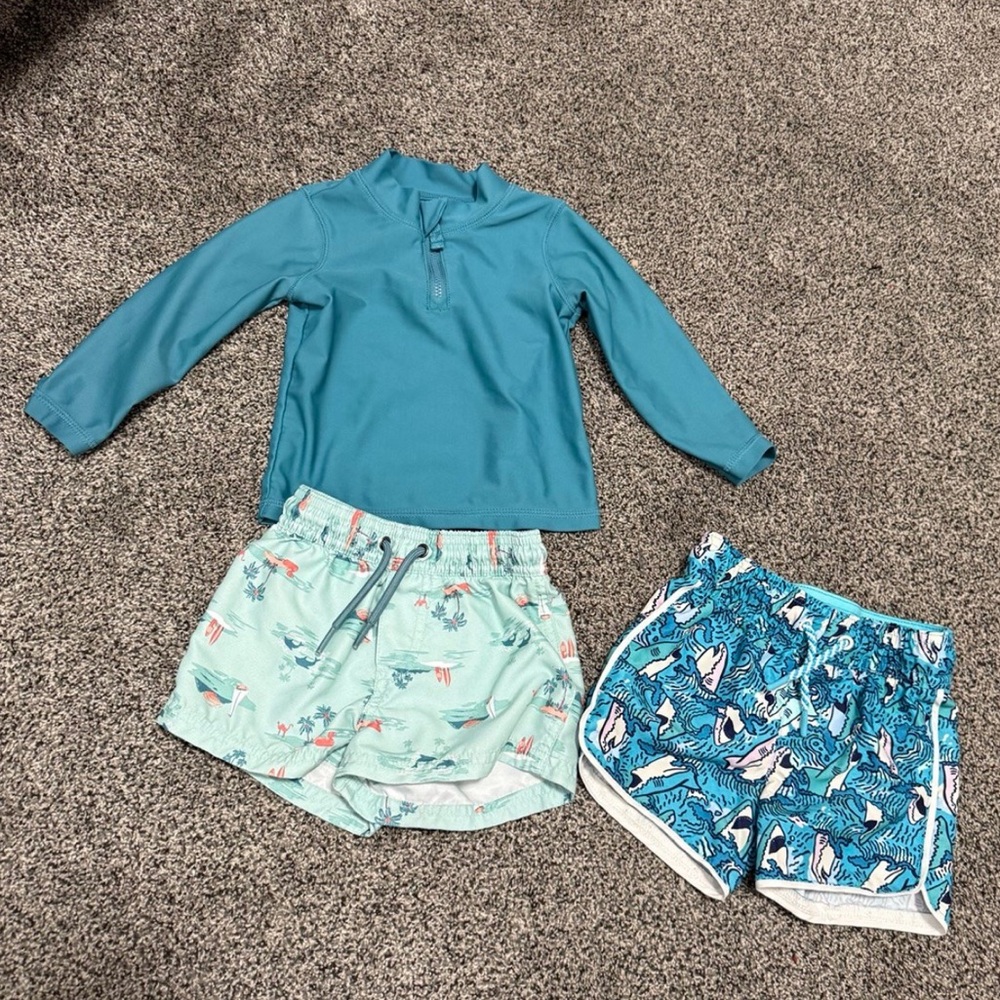 Baby boy swim trunks and shirt
